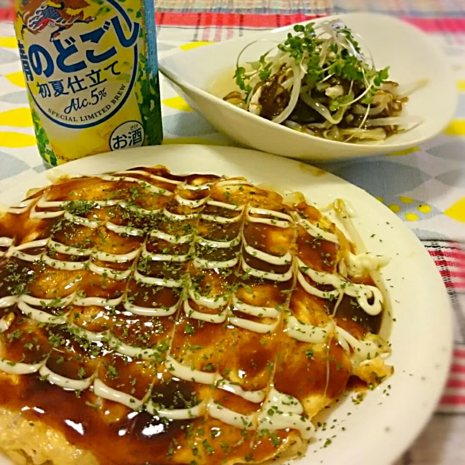 お好み焼き風ともやしともずくの和え物|ちぇさん