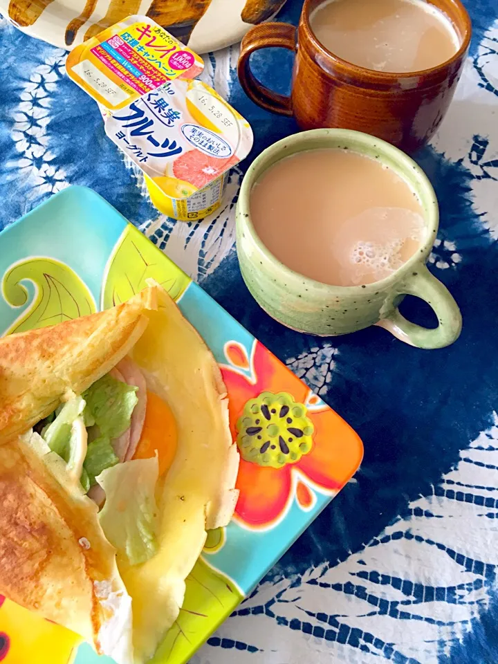 ホットケーキミックスでガレット風朝ごはん(◔ε ◔ ❀ノおはよ♪|さくたえさん