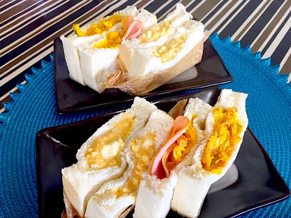 Breakfast left over pumpkin salad last night now become pumpkin sandwich and egg sandwich good morning sabado|Babyluv Cabrera Ocampoさん