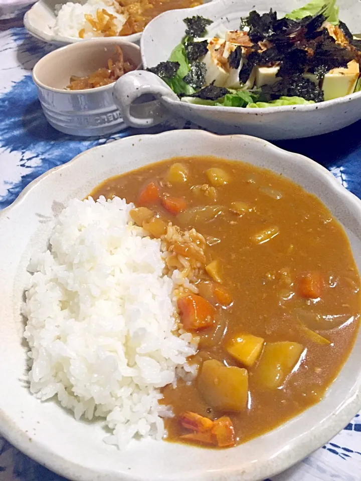 Snapdishの料理写真:晩ごはん〜シーフードカレー (๑°⌓°๑)|さくたえさん