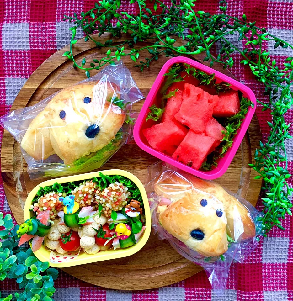 わんこサンドイッチのお弁当🐶|富士子🍒🐰🍓さん