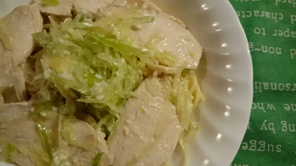 Snapdishの料理写真:ネギ塩鶏パスタ|Kenichi  Genjidaさん