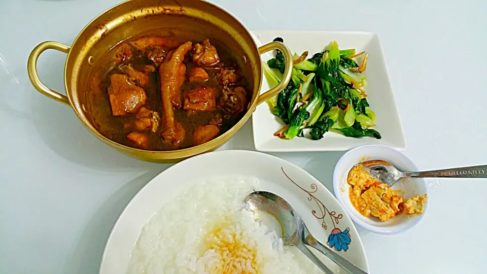 Sunday porridge: Sesame Chicken+Stir Fry Nai Bai+Fermented Beancurd|🌷lynnlicious🌷さん