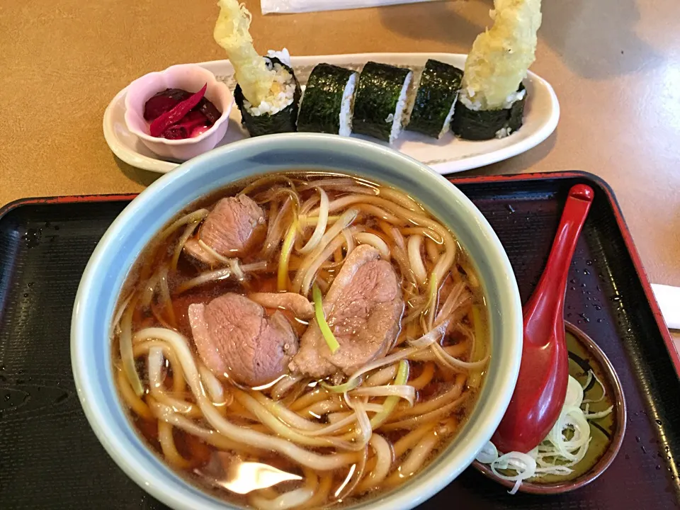 鴨南うどんとあなご海苔巻き|純さん