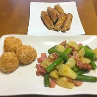 Snapdishの料理写真:アスパラベーコン炒めand肉巻きアスパラ|ch.miさん