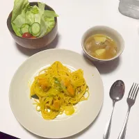 かぼちゃクリームパスタ|たいぞーさん