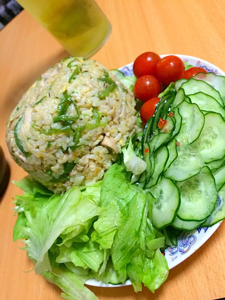 Snapdishの料理写真:ピーマンと鶏肉のチャーハン|ジャックさん