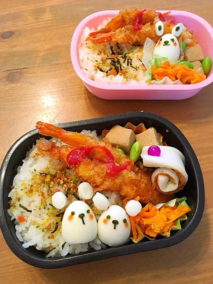 Snapdishの料理写真:5/16 兄妹弁当（年長＆年少）|くーまんもんさん