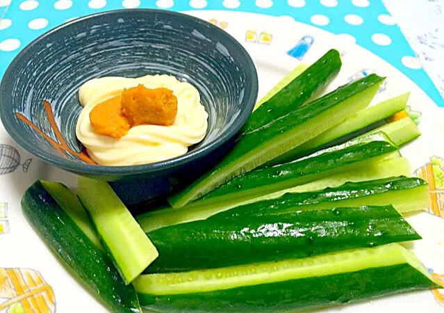 きゅうりとみそマヨネーズ - Fresh cucumber with miso mayonnaise 😋❤️✨|Liezlさん