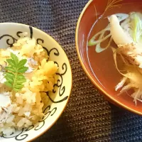 Snapdishの料理写真:鯛丸ごと一匹 で鯛めしと潮汁|kumikoさん