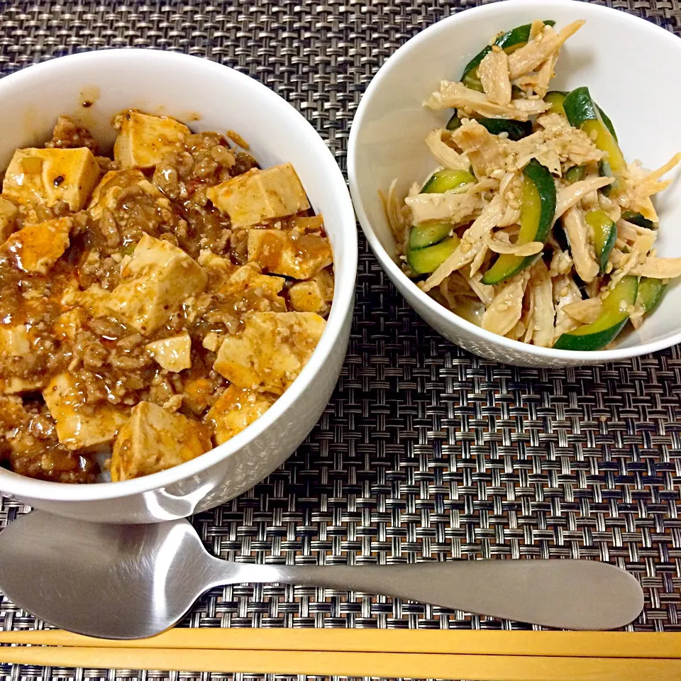 麻婆丼と鶏胸肉の辛子醤油和え|Koichi GOGOさん