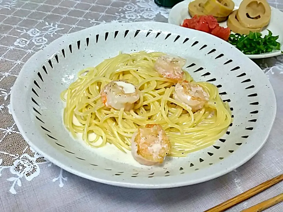 easy cream shrimp pasta 簡単クリーム海老パスタ　 #パスタ/ピザ #spaghetti#クリームソース|nene_rozieさん