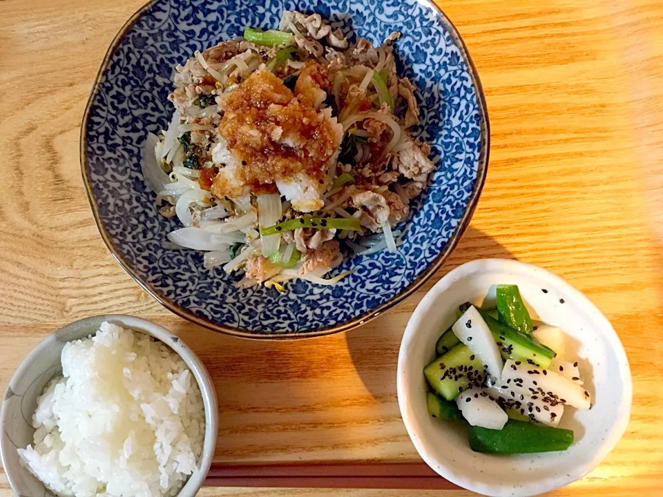 Snapdishの料理写真:肉野菜のニンニクおろしポン酢、ダイコン&キュウリのナムル✧*|Makiさん