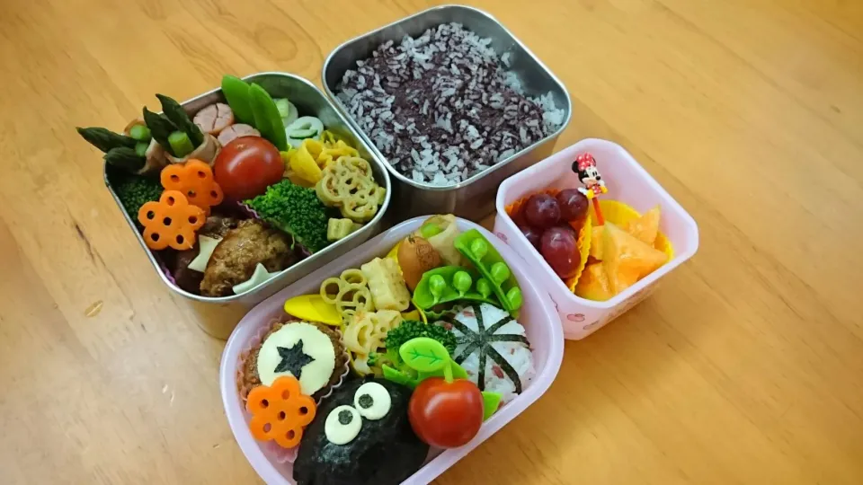 Snapdishの料理写真:5月18日ハンバーグとミッキーパスタ弁当|あけみさん