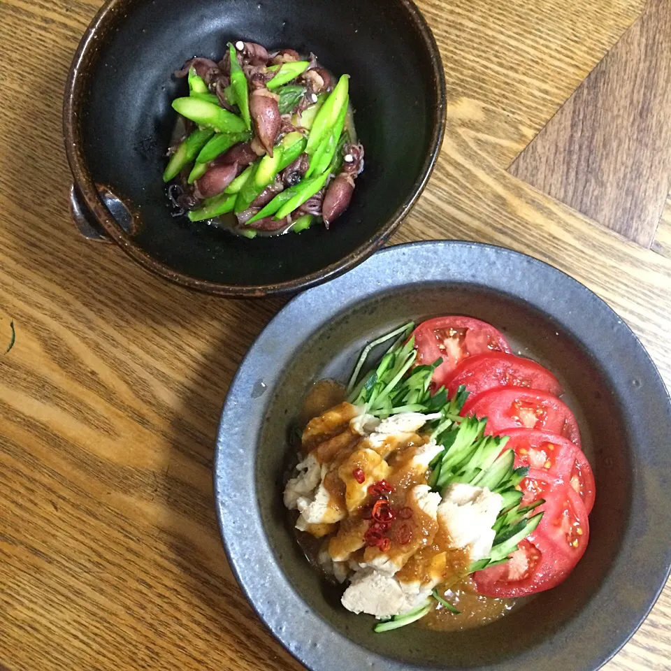 棒棒鶏とホタルイカとアスパラガスの酢味噌和え|Junko Kikuchiさん