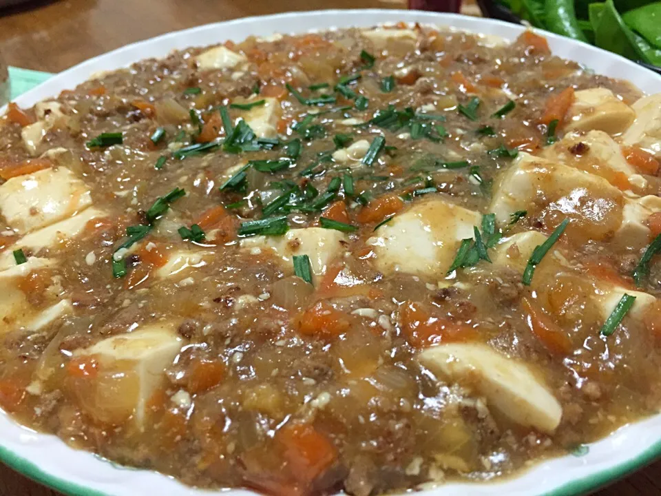 野菜いっぱい麻婆豆腐…なんだけど、カレーに見える（笑）|さんだーさん