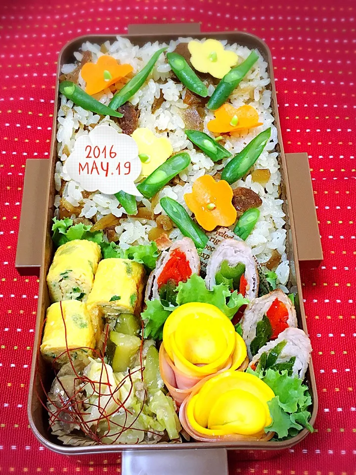 高校生男子のがっつり弁当.ﾟ٩(๑⃙⃘˙ᵕ˙๑⃙⃘)۶:.｡ 。。。かか様の花ハムちゃん🎵|おざMAMAさん