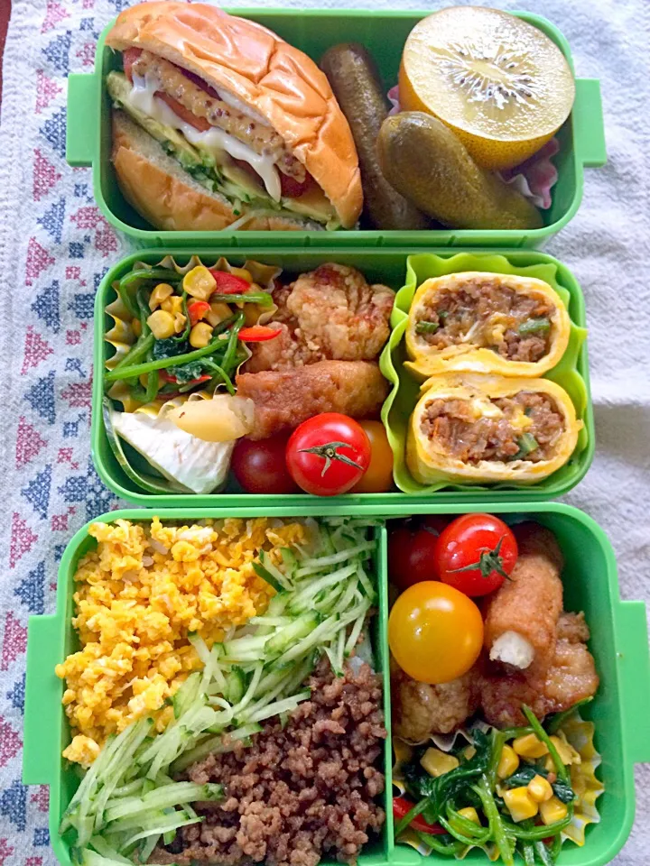 Snapdishの料理写真:Lunch box☆遠足弁当🌸3色そぼろ弁当|🌈Ami🍻さん