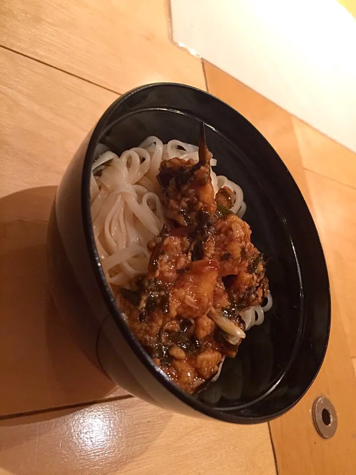 Snapdishの料理写真:お通しと稲村うどんのまぜまぜ|一輝さん