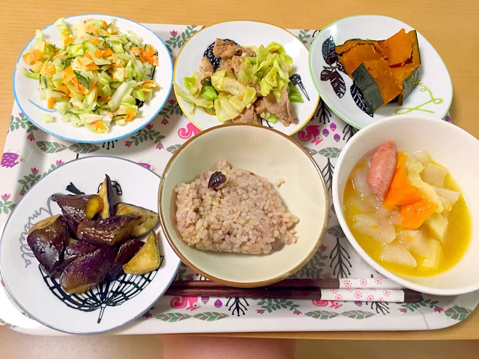 作り置き！
５月２０日
コールスロー
豚キャベツの味噌炒め
カボチャの煮物
ポトフ
ナス南蛮
玄米|あちゃんみんさん