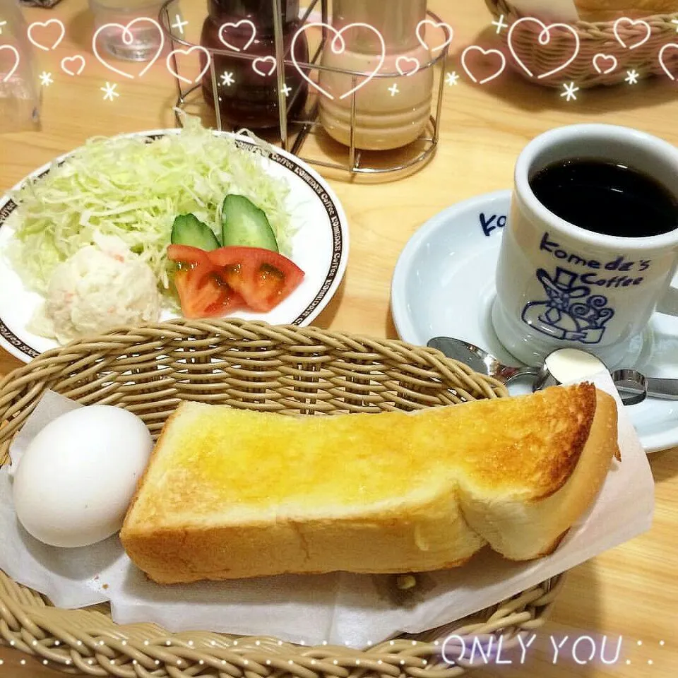 Snapdishの料理写真:定番の朝コメダだよ❤( v^-゜)♪|maho❤さん