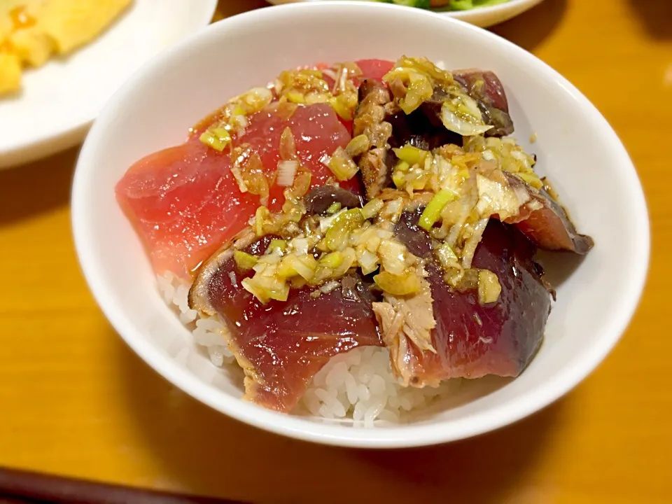 マグロと鰹たたきの丼|ゆうさん