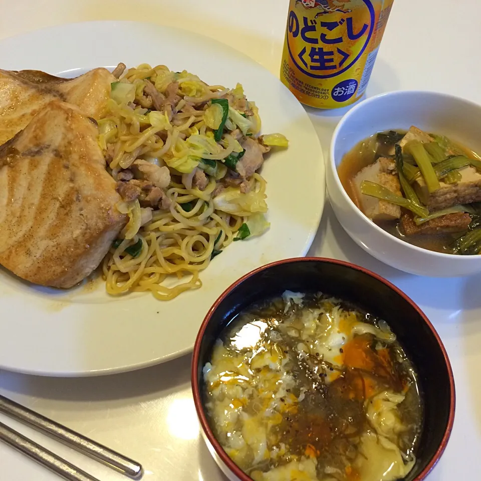 ❁オイスターやきそば
❀生メカジキのムニエル
✿厚揚げと小松菜の炒め煮
✾もずくと卵の酸辣湯風スープ

2016/05/22|ちび太さん