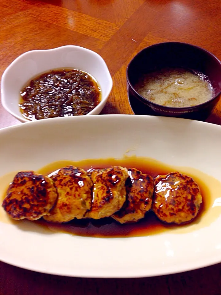 酢を作った我が家の健康食✨豆腐ハンバーグ甘酸あんかけ&酢もずく&モズクの味噌汁💫|akkoさん