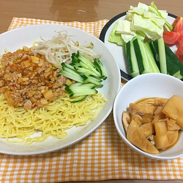 ジャージャー麺&たけのこの煮物|あずきさん