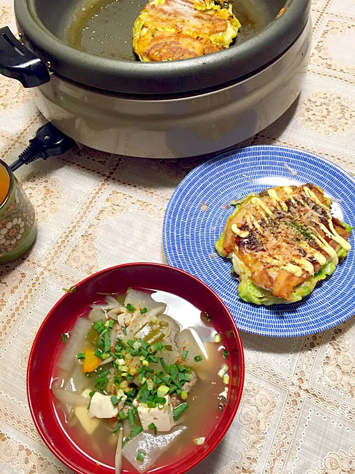 鰯のつみれ汁とお好み焼き|Sawaさん