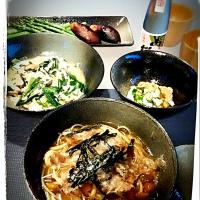 あんかけパスタ&ニラ玉&グリル野菜