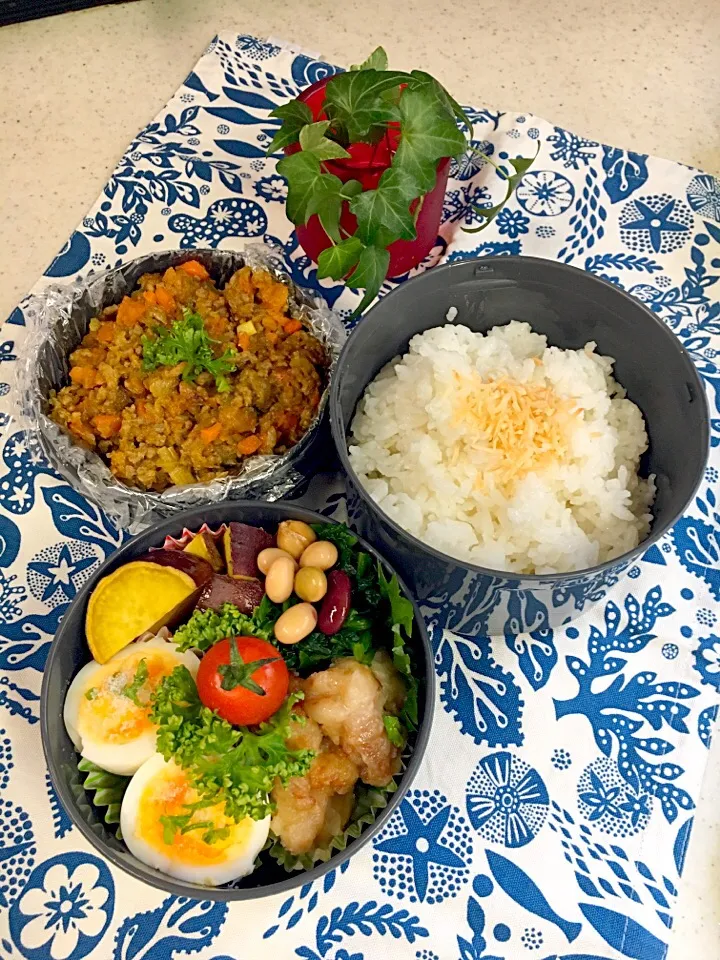 高校男子弁当🍛
✴︎ココナッツドライカレー
✴︎唐揚げ
✴︎ほうれん草とお豆のサラダ
✴︎ゆで卵
ココナッツオイルを使ったドライカレー、次回はナンを作りたい❣️|emisanさん