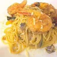 Salted Egg Yolk Prawn Pasta|steventlkさん