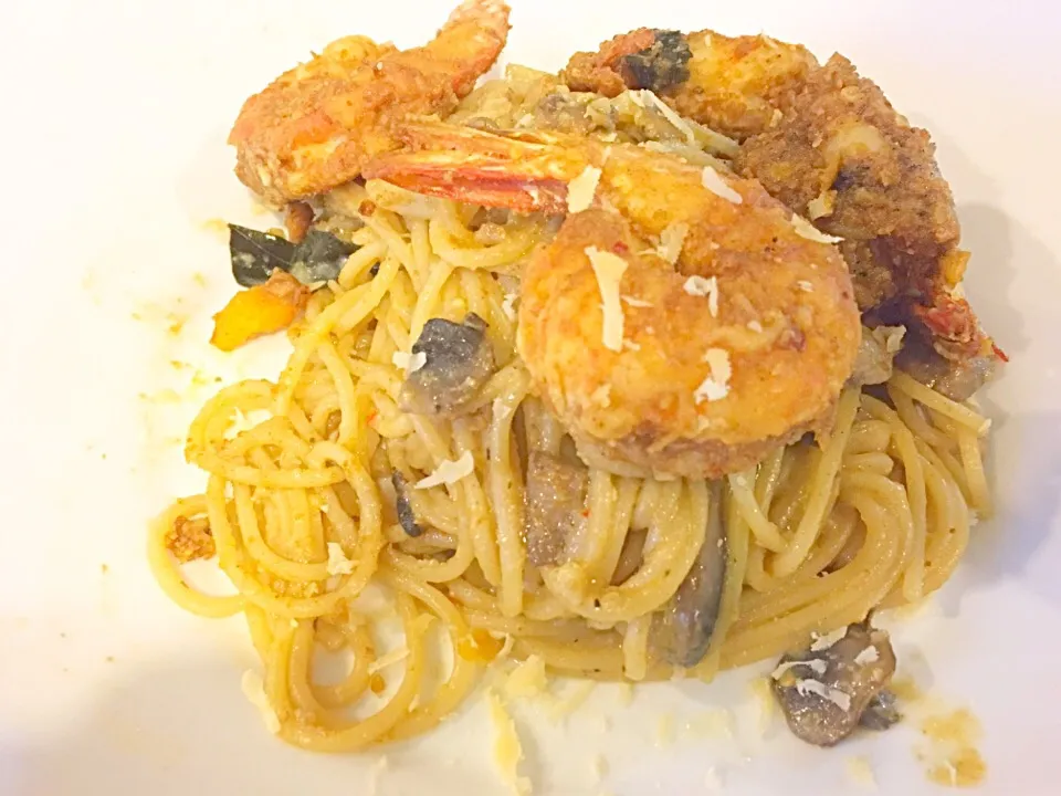 Salted Egg Yolk Prawn Pasta|steventlkさん