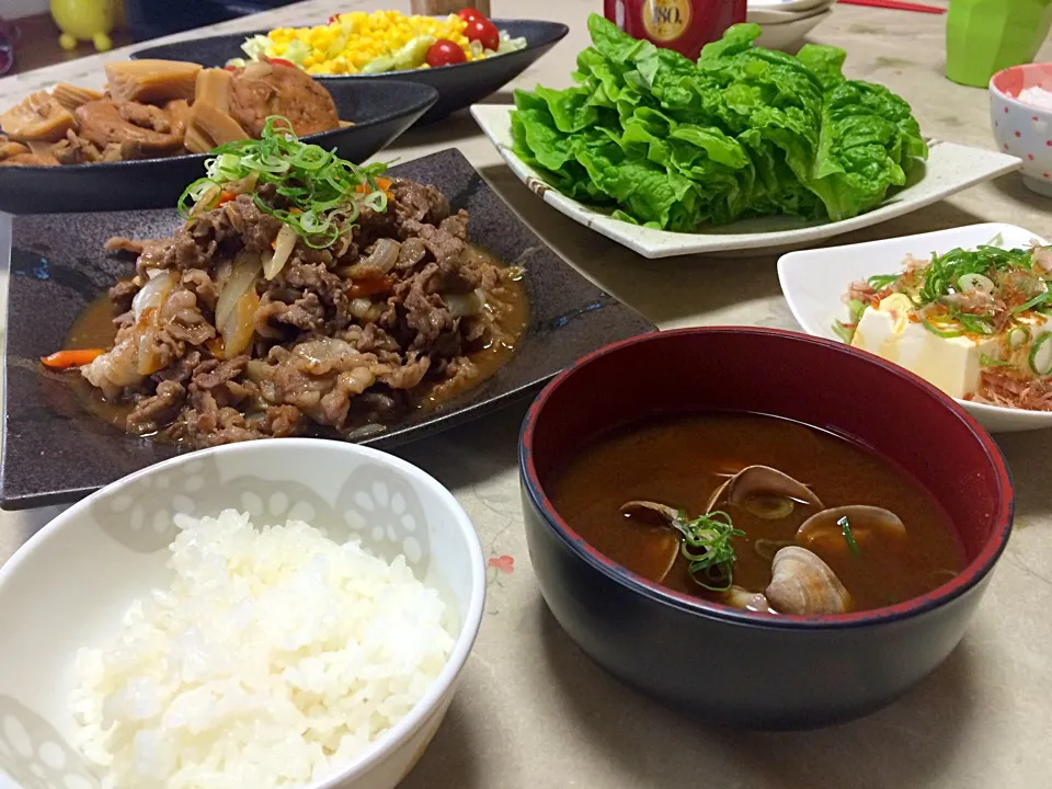 アサリ汁と焼肉定食❤️|makoさん