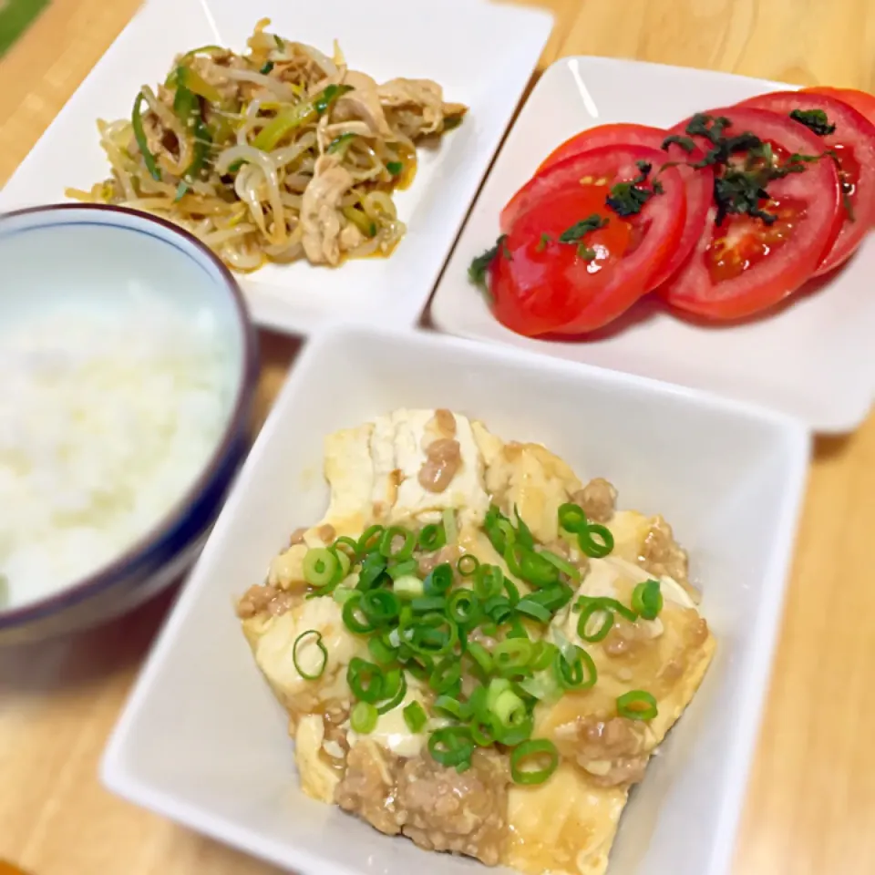 麻婆豆腐
ささみともやしときゅうりのサッパリ和え
トマト
白米|さおりさん