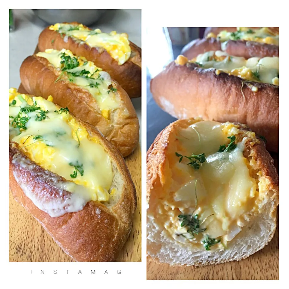 Stuffed Bread .. Scrambled eggs with Cheese|Kob Sathapornさん