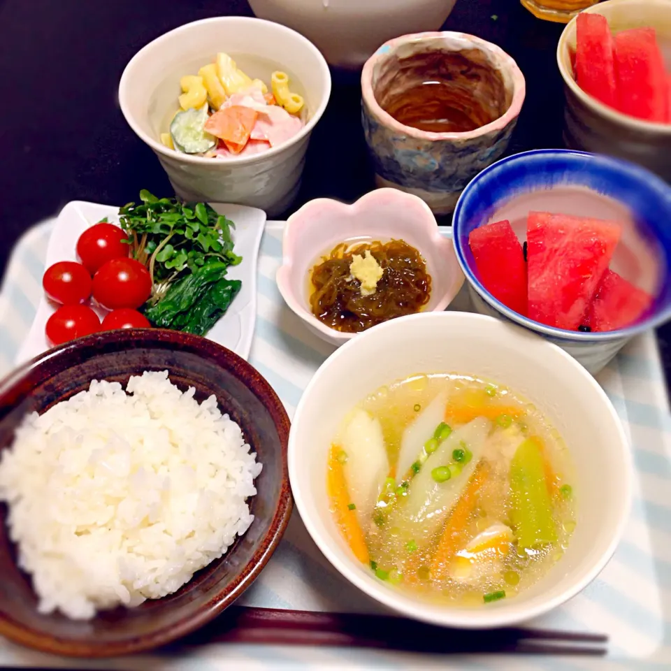 鶏と野菜のスープ マカロニサラダ|ちかさん