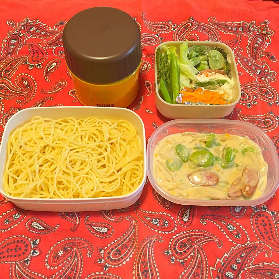 そら豆クリームスパゲッティ弁当|とにおさん