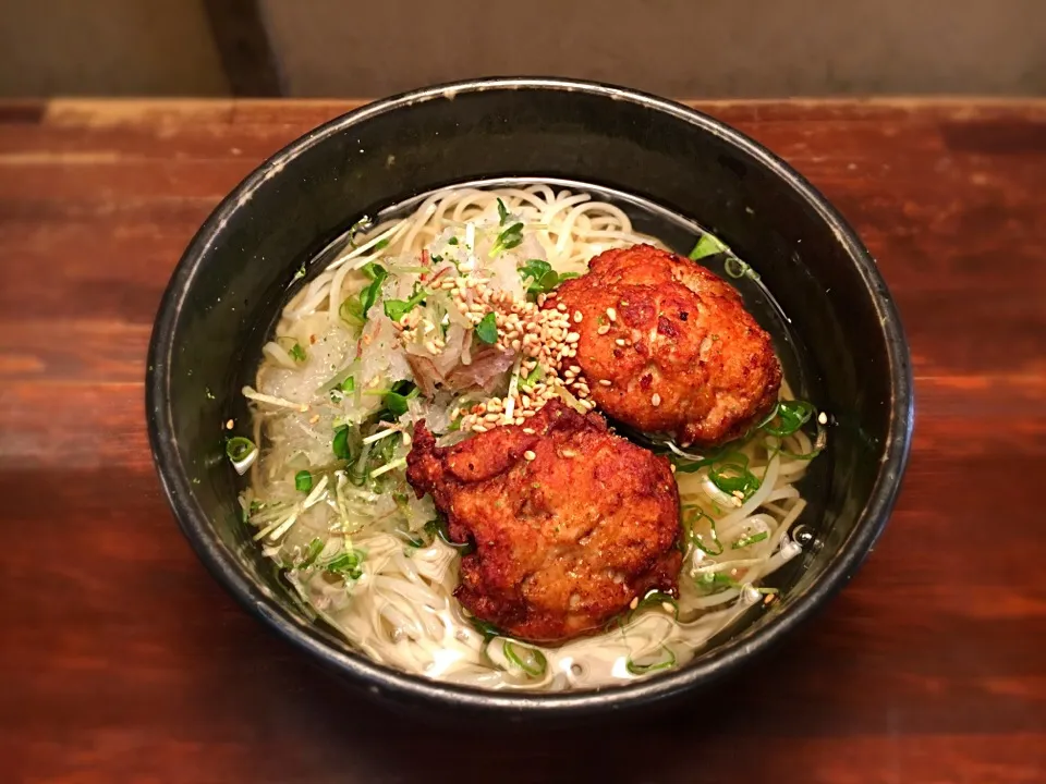 鮪の揚げつみれ薬味おろしそうめん2|半田手延べそうめんの店 阿波や壱兆さん