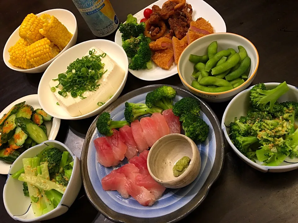 野菜多めの夕食|しもっち"もたれつさん