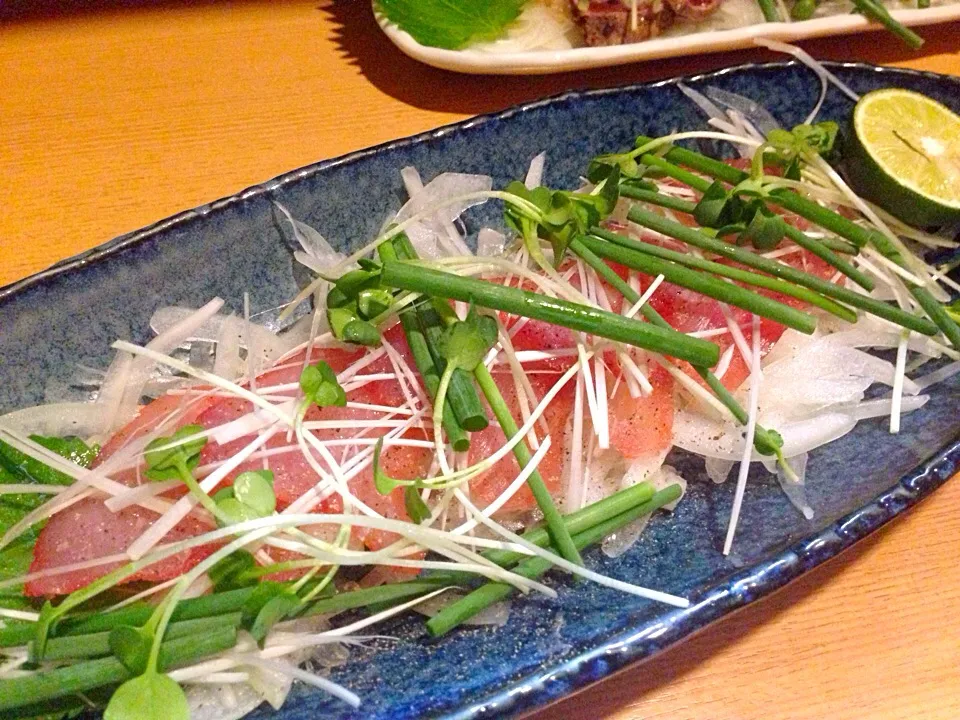 Snapdishの料理写真:麻布十番「こま」マグロの生ハム|嶌田竜也さん