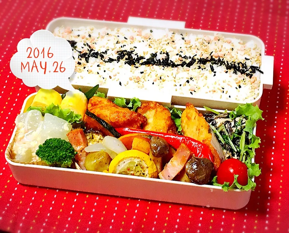 Snapdishの料理写真:高校生男子のがっつり弁当.ﾟ٩(๑⃙⃘˙ᵕ˙๑⃙⃘)۶:.｡|おざMAMAさん