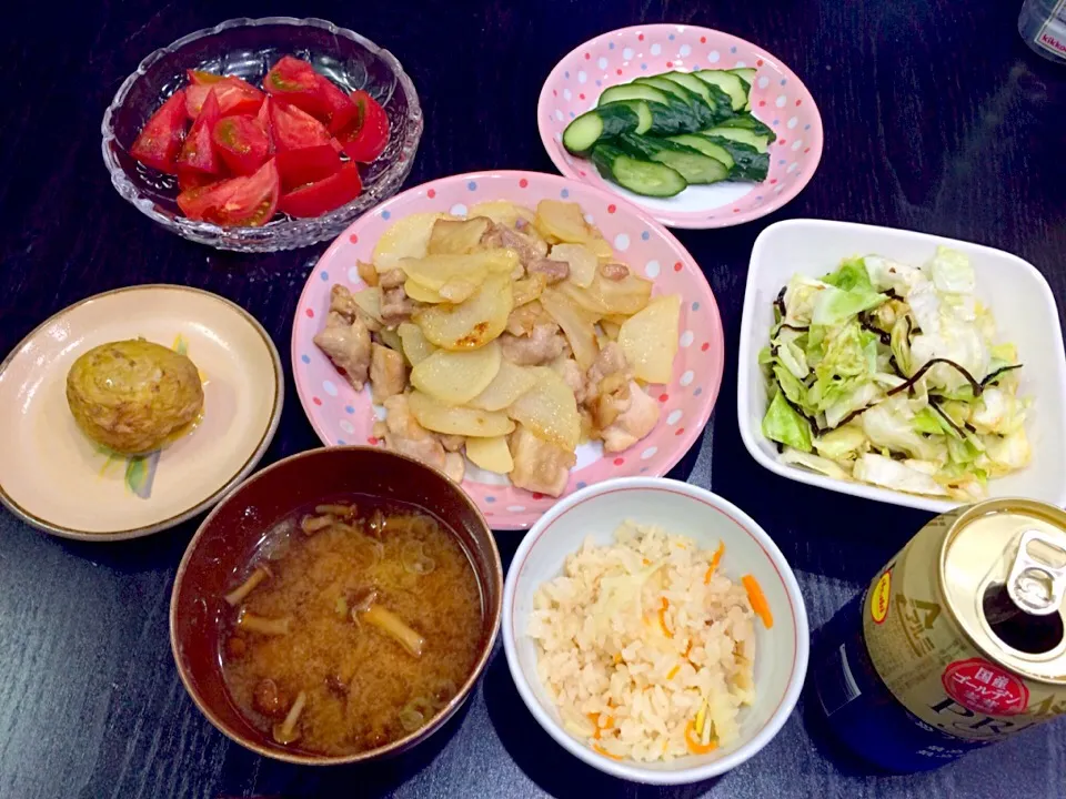 Snapdishの料理写真:今夜の晩御飯！
新じゃがメニュー2日目😊|ふみちゃんさん