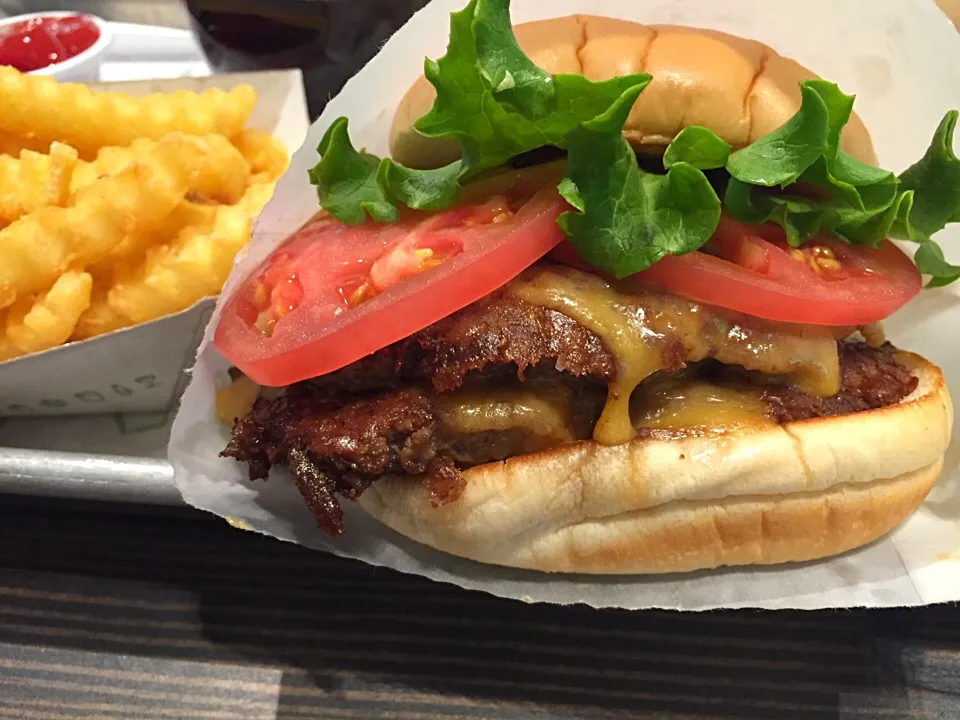 Snapdishの料理写真:Double Shake Shack Burger & Fries|Chris Shannonさん