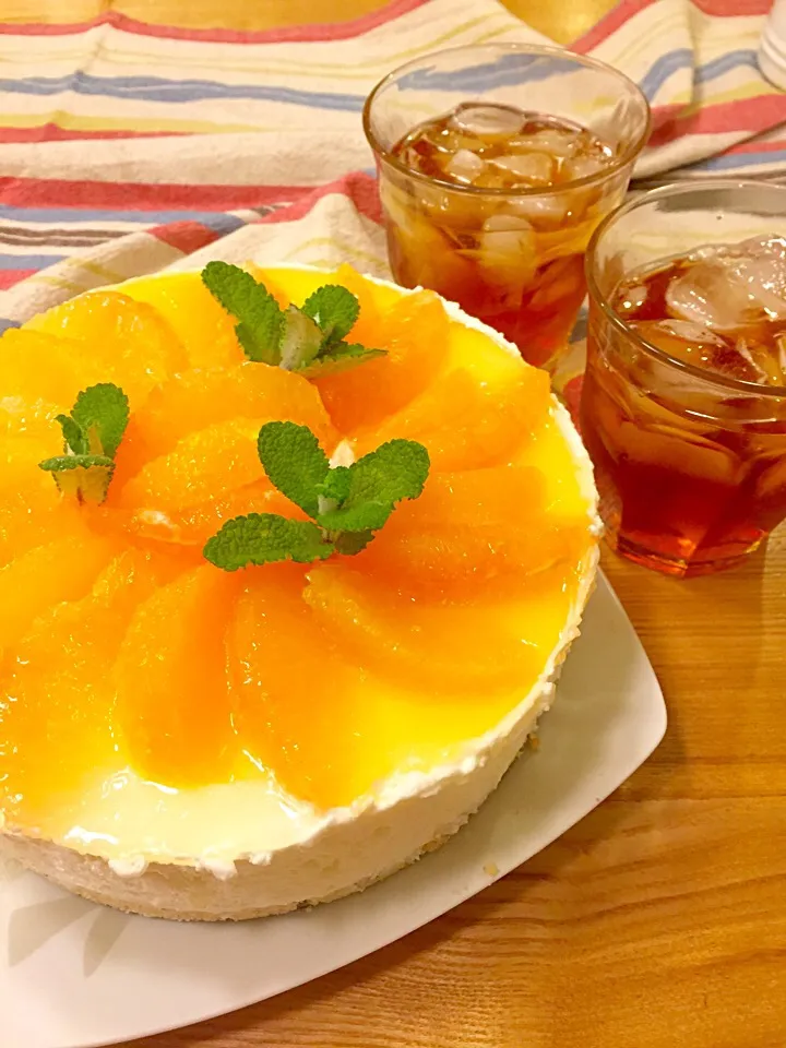 夏のレアチーズケーキ☆オレンジとピンクグレープフルーツゼリーver.|ayuさん