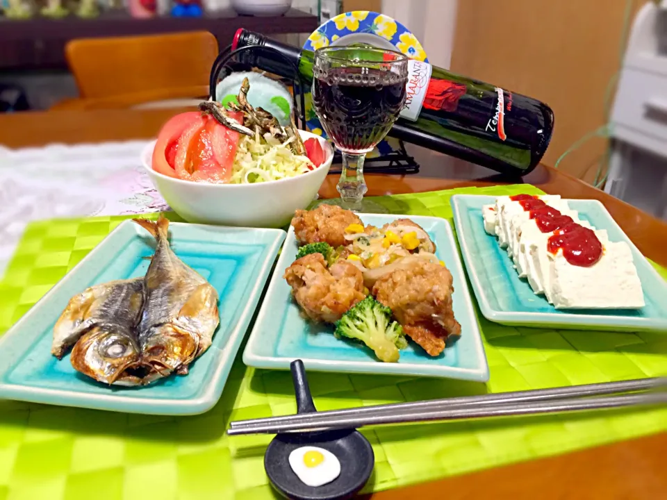 黒酢唐揚げ&手造り鯵の干物|マニラ男さん