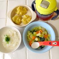 離乳食 中期 朝食 色々野菜と鳥ササミの暖かそうめん さつまいもミルクのきな粉かけ さとみ Snapdish スナップディッシュ Id Uc4gma