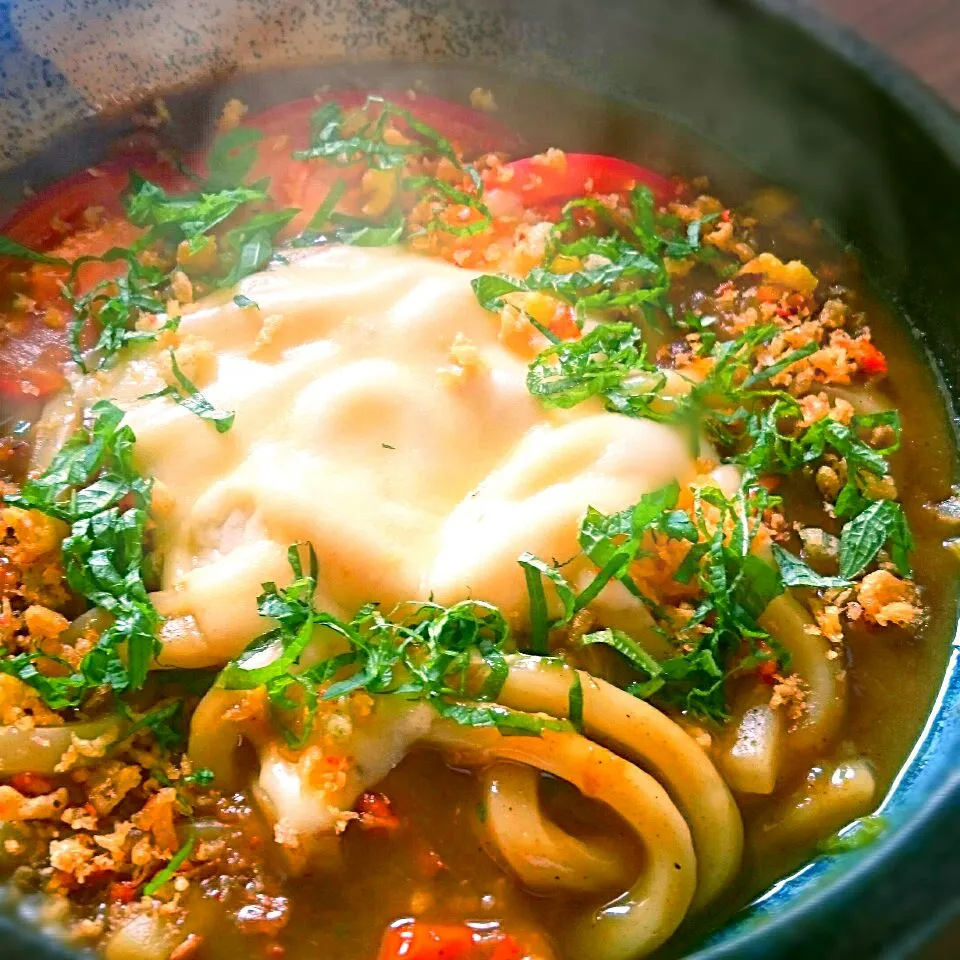 Snapdishの料理写真:チーズトマトカレーうどん！|annaさん