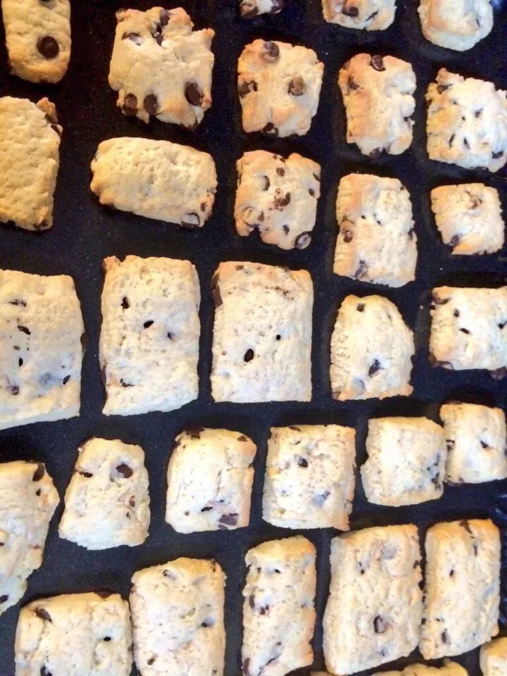 Snapdishの料理写真:今日クラスのみんなのために焼いたチョコチップクッキー🍪

テストの日は頭を使うので甘いものは必須です(๑و•̀ω•́)و

甘いものを食べないと頭が渡らかないし
それにチョコレートはお医者さんも元気が欲しい時に食べると聞いたことがあるのでチョコチップクッキーにしました！！！|ノアさん